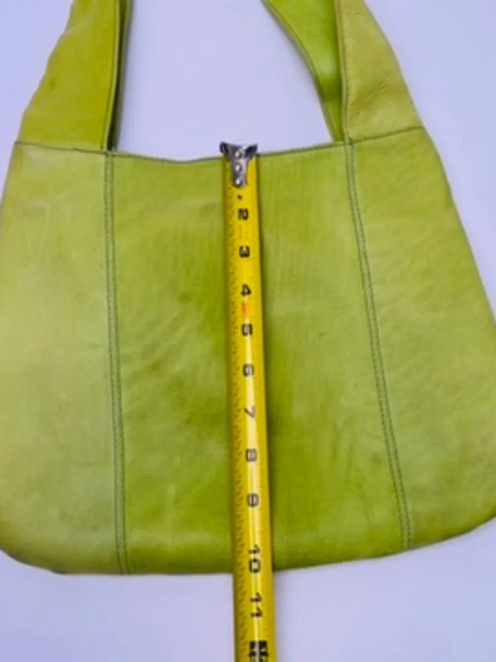 SABINA New York Real Leather Ergonomic Hobo Shoulder Bag Lime Green Chartreuse